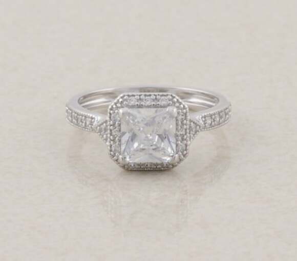 Unbranded Jewelry - Sterling Silver Sparkly Cubic Zirconia Ring Engagement Ring Size 8 1/4